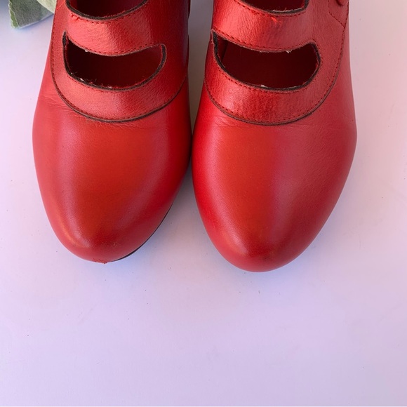Miz Mooz Debra Leather Heeled Ankle Booties in True Red - Picture 4 of 12